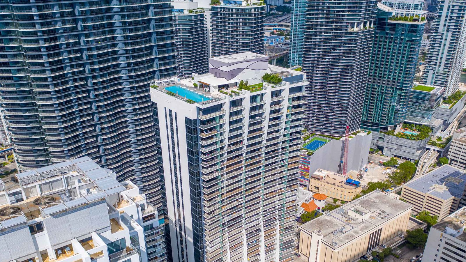 1010 Brickell: el edificio por fuera, en Miami.